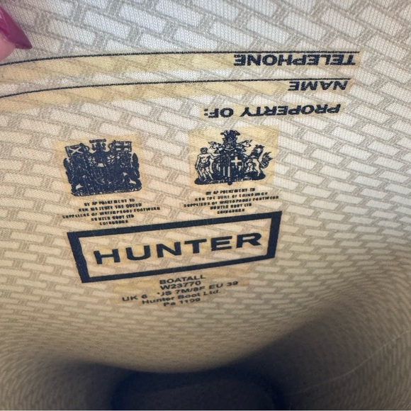 Hunter Black Embossed Original Tall Waterproof Boots Sz 7 - Picture 4 of 13